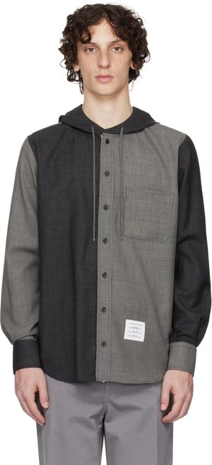 Thom Browne Gray Fresco Funmix Hooded Shirt
