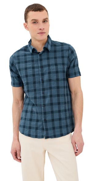 Far Afield Tonal Check Shirt Navy XL