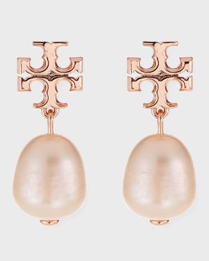 Kira Pearl-Drop Earrings, Rose Gold