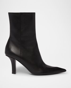 Christine Leather Zip Ankle Booties