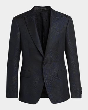 Men's Paisley Jacquard Single-Breasted Blazer