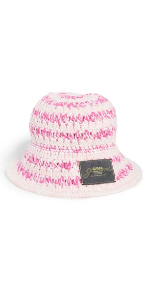 GANNI Cotton Melange Crochet Bucket Hat Multicolour XS/S