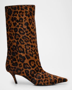 60mm Fiona Leopard-Printed Calf Hair Boots