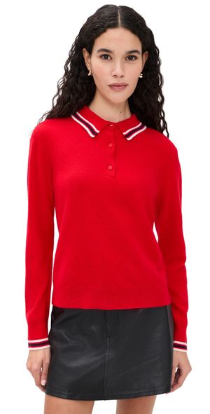 Joe's Jeans The Long Sleeve Cashmere Polo Cherry Red XS
