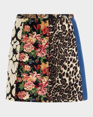 Riley Denim Mixed-Media Mini Skirt