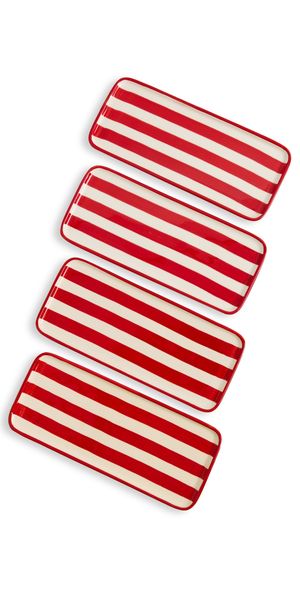 Zafferano Rectangular Plate Set of 4 Red Stripe One Size
