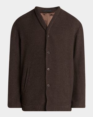 Men's Slant-Pocket Cashmere and Wool Cardigan