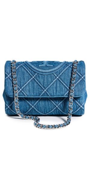 Tory Burch Fleming Soft Denim Small Convertible Shoulder Bag Denim One Size