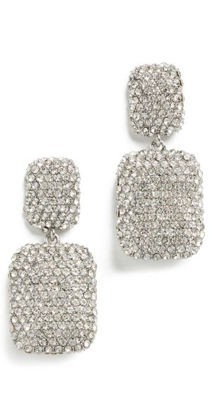BaubleBar Silver Pave Holiday Earrings Clear One Size