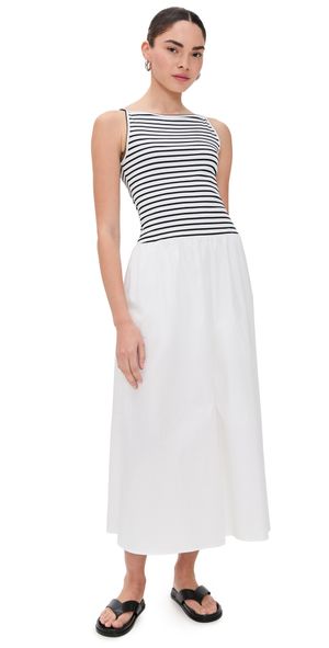 o. p.t Beryl Dress White Black Stripe L