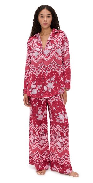 Free People Dreamy Days Pajama Set Cherry Combo XL