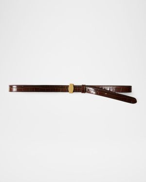 Dash Croc-Embossed Leather Belt