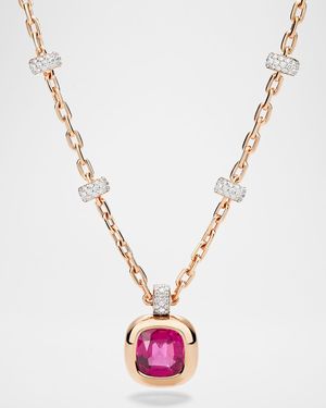 Nudo High Jewelry 18K Rose Gold Rubelite Necklace with Diamonds
