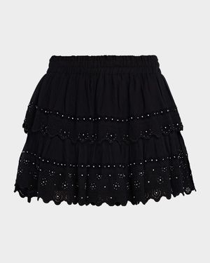 Embellished Cotton Mini Skirt