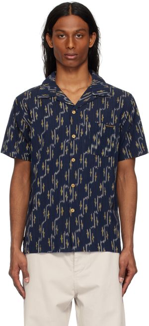 Nudie Jeans Navy Arvid Ikat Shirt