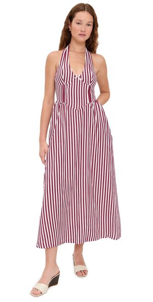 Seven Wonders Calianna Midi Dress Burgundy Stripe XS