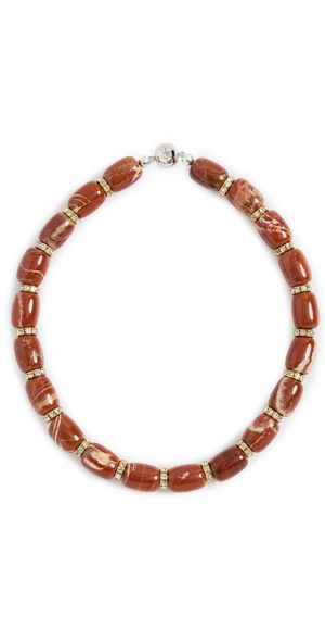 Julietta Donna Necklace Red Jasper/Golden Crystal One Size