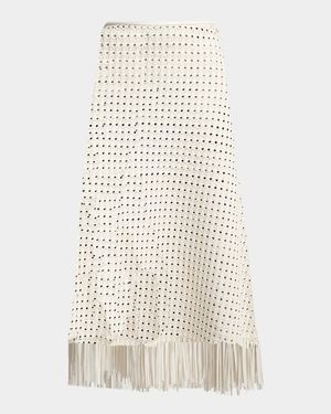 Bennie Woven Leather Midi Skirt