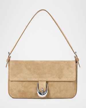 Harlow Buckle Suede Shoulder Bag