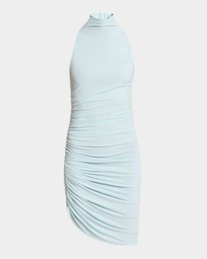 Gathered Turtleneck Mini Dress