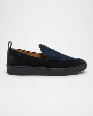 Men's Croco-Embossed Suede Moccasins