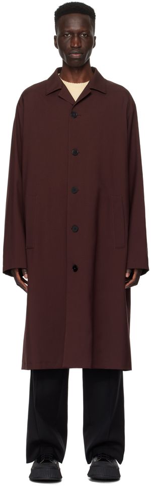Jil Sander Burgundy Single-Breasted Coat