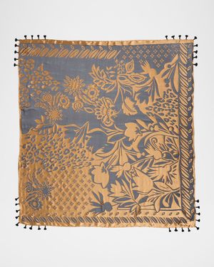 Floral Silk Burnout Square Scarf