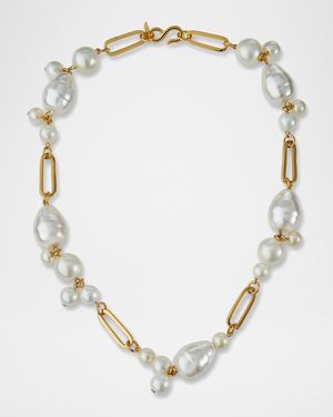 Simulated-Pearl Cluster Necklace
