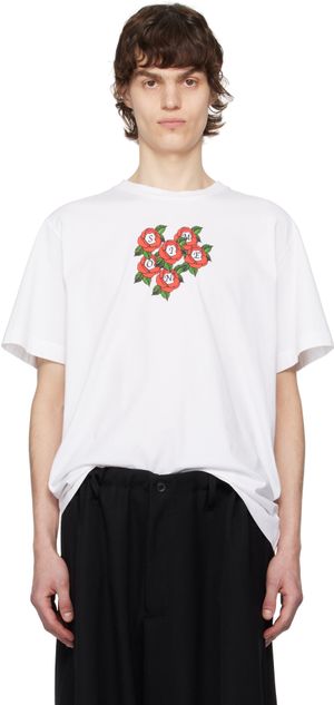 Simone Rocha White Cluster Rose Logo Print Short Sleeve T-shirt