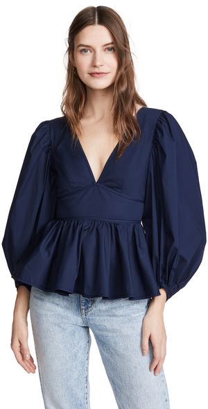 STAUD Luna Top Navy 0