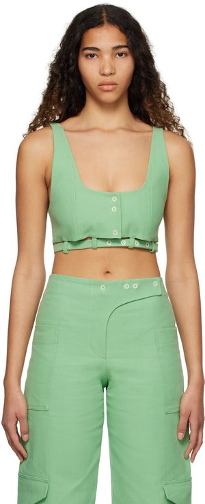 GANNI Green Suiting Tank Top