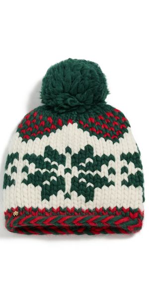 Lele Sadoughi Snowflake Beanie Forest Crimson One Size