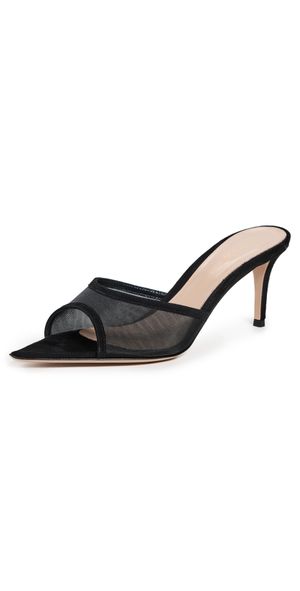 Gianvito Rossi Sienna Mules 70mm Black+Black 37