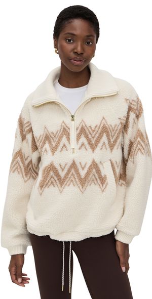 Varley Hendrik Half Zip Faux Sherpa Pullover Egret M