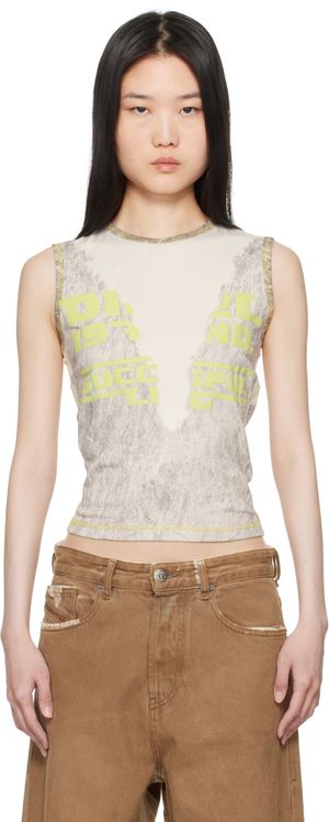 Diesel Gray & White T-Melya Tank Top