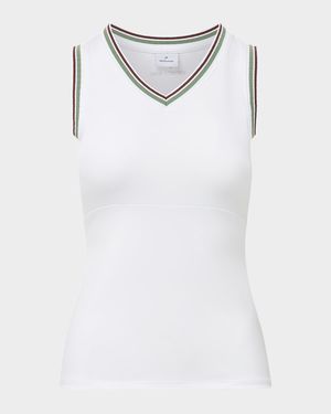 x Veronica Beard Spin Striped-Trim Tank Top