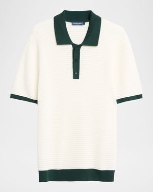 Men's Vidal Contrast-Trim Cotton Crochet Polo Shirt