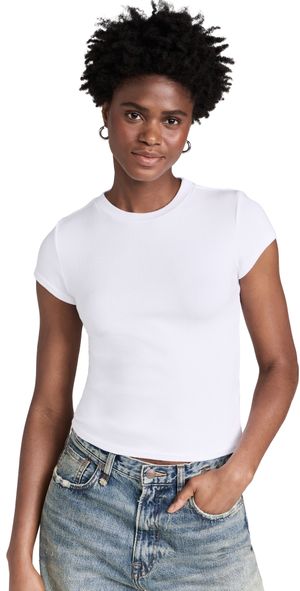perfectwhitetee Jude Ribbed Baby Tee White L