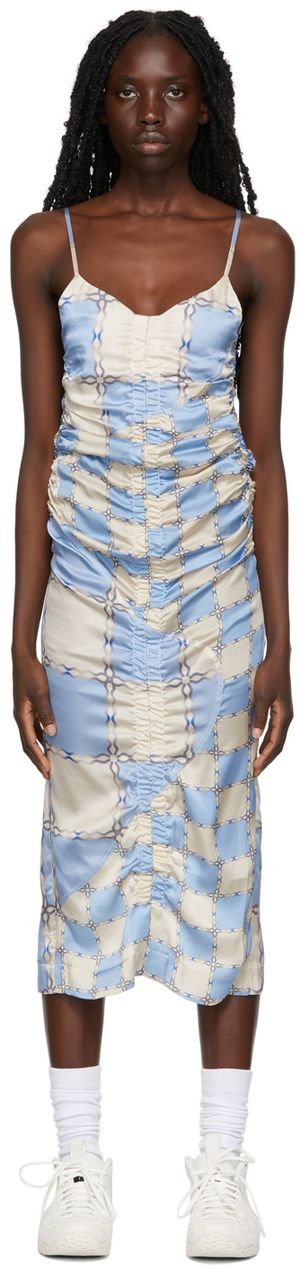Ahluwalia Blue & Beige Ruched Augusta Dress