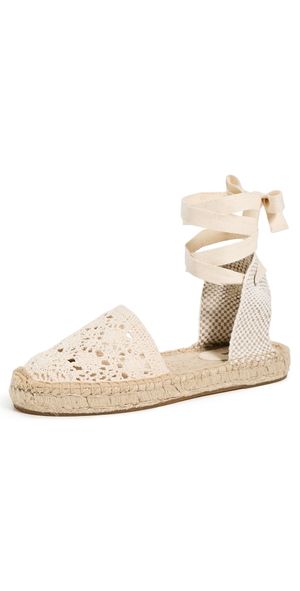 Soludos The Lauren Lace Up Crochet Espadrilles La Concha Ivory 9-9.5