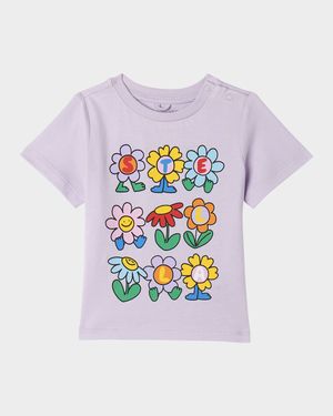 Girl's Stella Lettering Flowers Short-Sleeve T-Shirt, Size 6M-36M