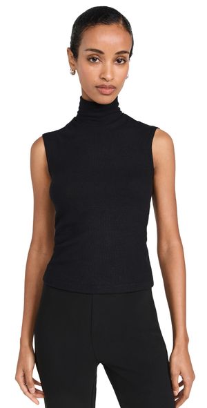Leset Lauren Sleeveless Turtleneck Black M