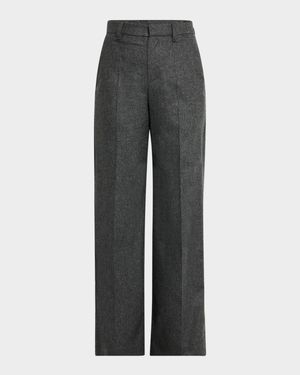 Straight Wool Cashmere Trousers