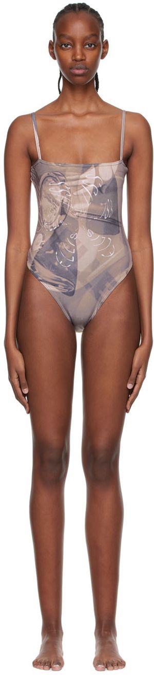 ELLISS Grey Polyester One-Piece Swimsuit