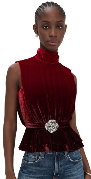SALONI Fleur Velvet Top Ombre Rouge Plmt 0