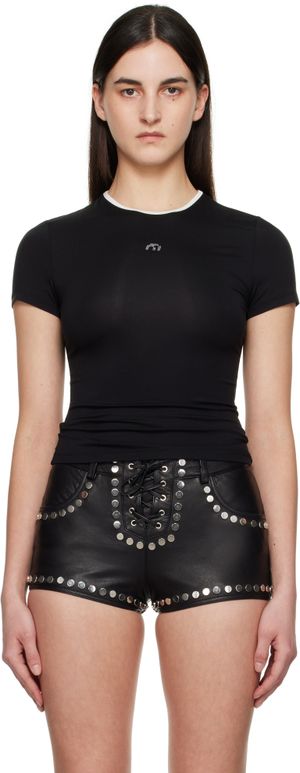 Miaou Black Rhinestone Mini T-shirt