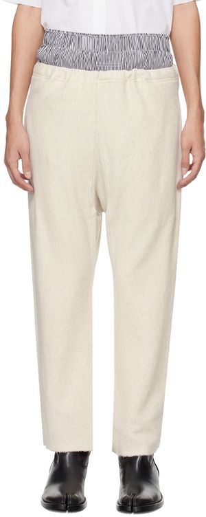 Maison Margiela Pantalon de survêtement blanc cassé à bords bruts