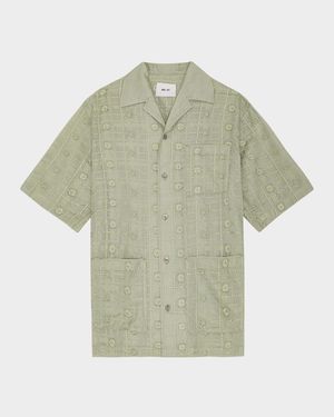 Men's Ben Short-Sleeve Embroidered Anglaise Shirt