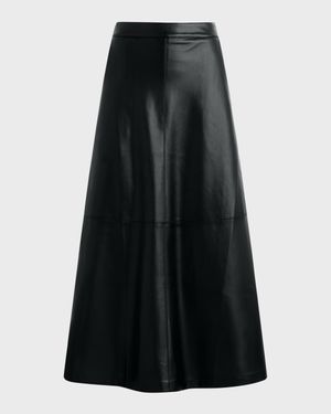 The Tavi Vegan Leather Midi Skirt
