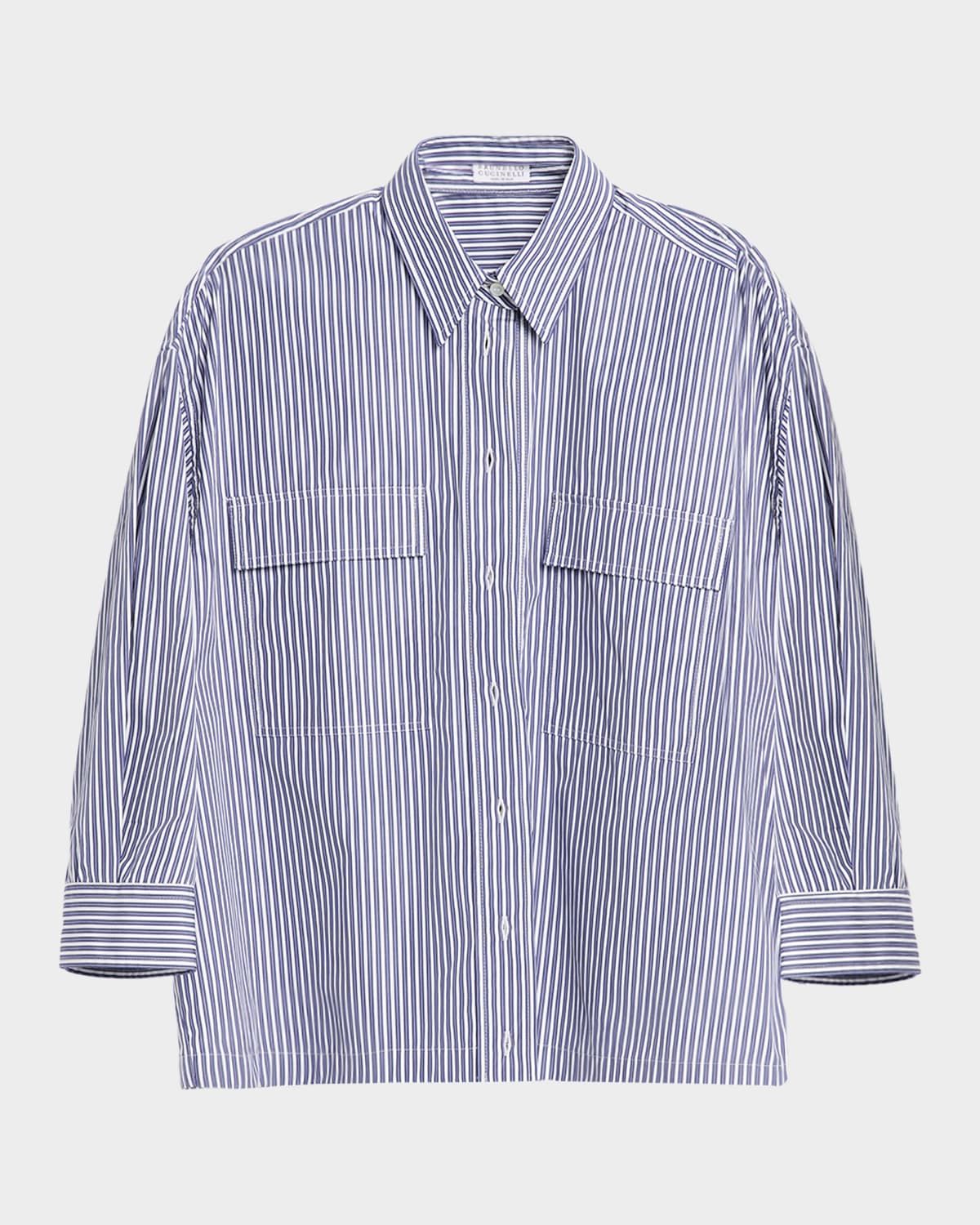 Striped Cotton Oversized Button-Down Shirt
